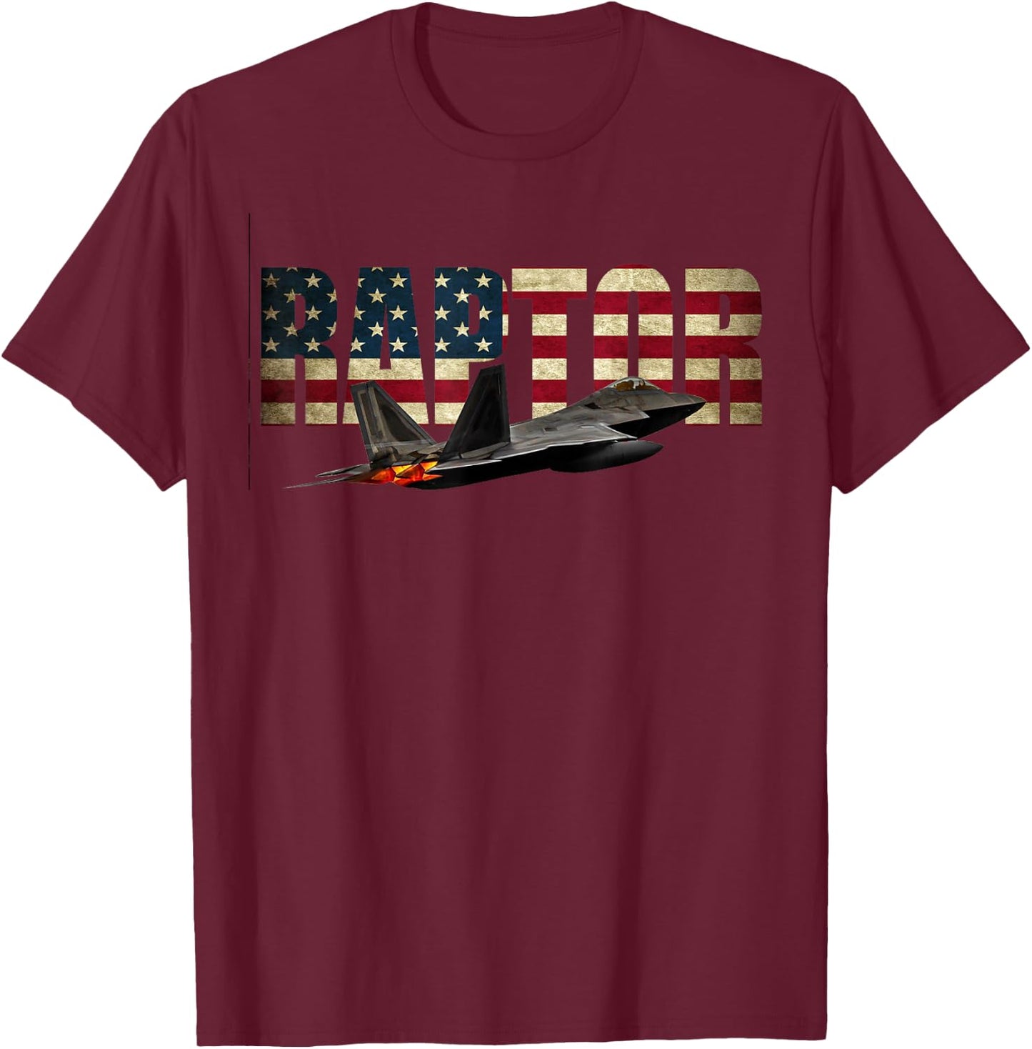 F-22 F22 Raptor Jet Fighter Plane T Shirt Us Flag Pilot T-Shirt - T-Shirt | Maroon