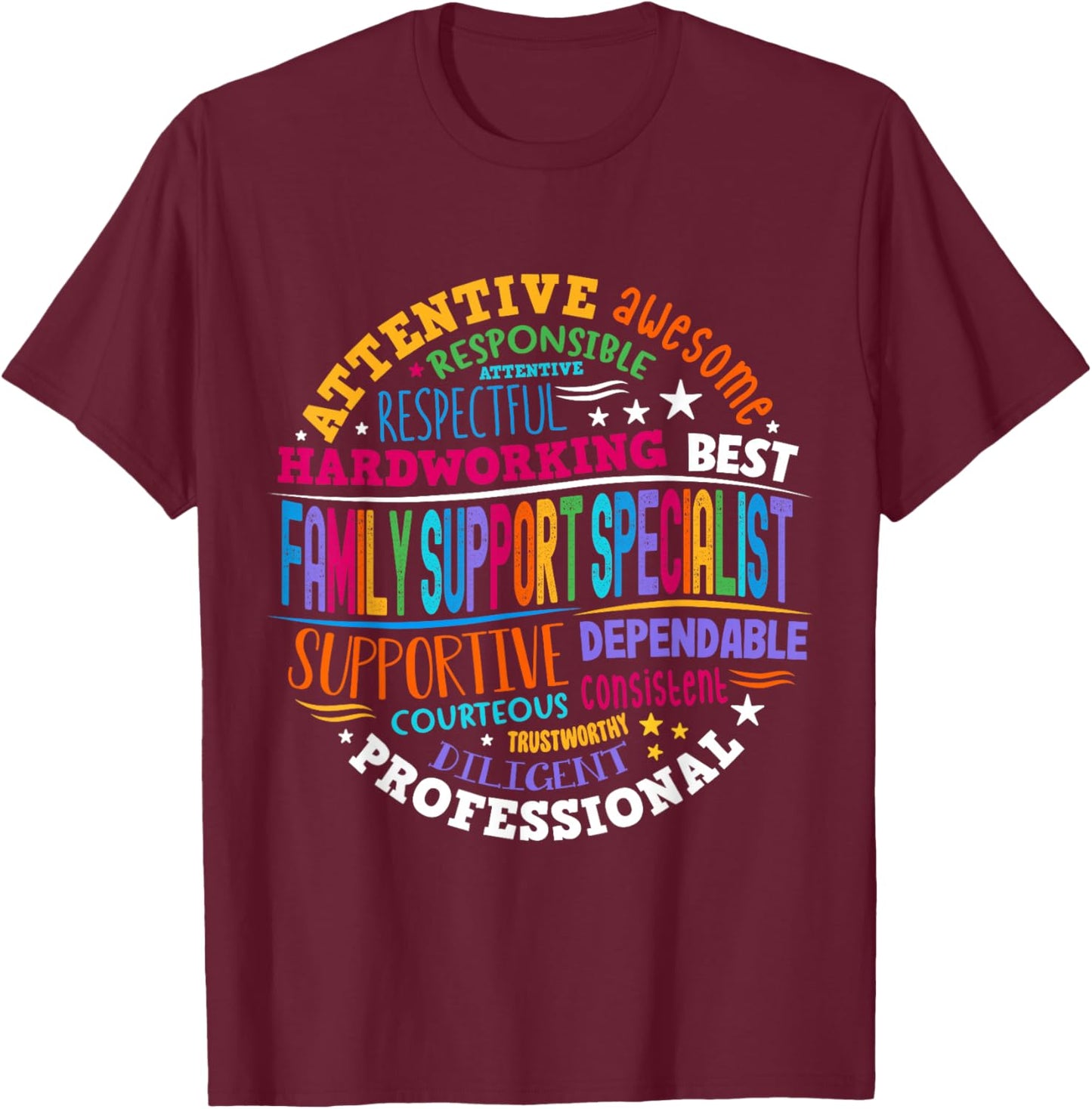 Groovy Family Support Specialists Recognition Week T-Shirt - T-Shirt | Maroon