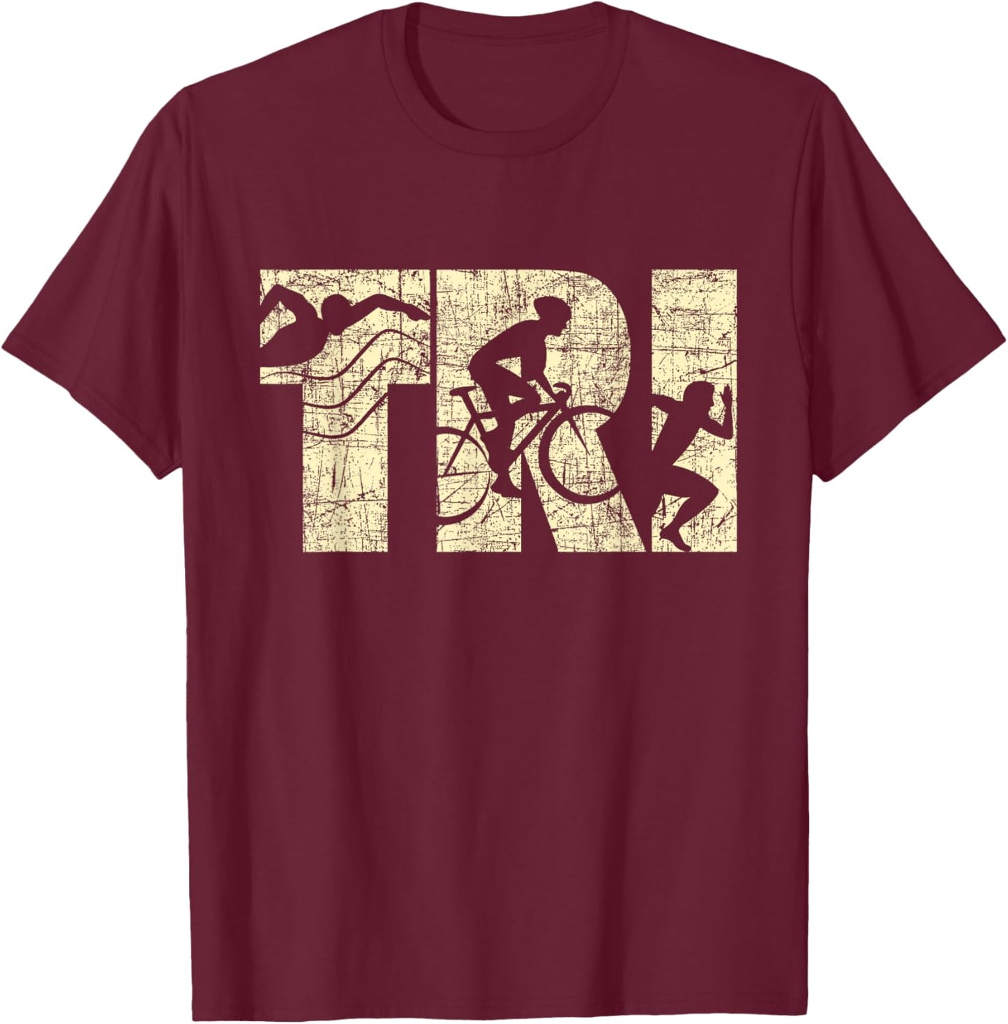 Tri - Triathlon Triathlete Marathoner Athlete Sports Lover T-Shirt - T-Shirt | Maroon