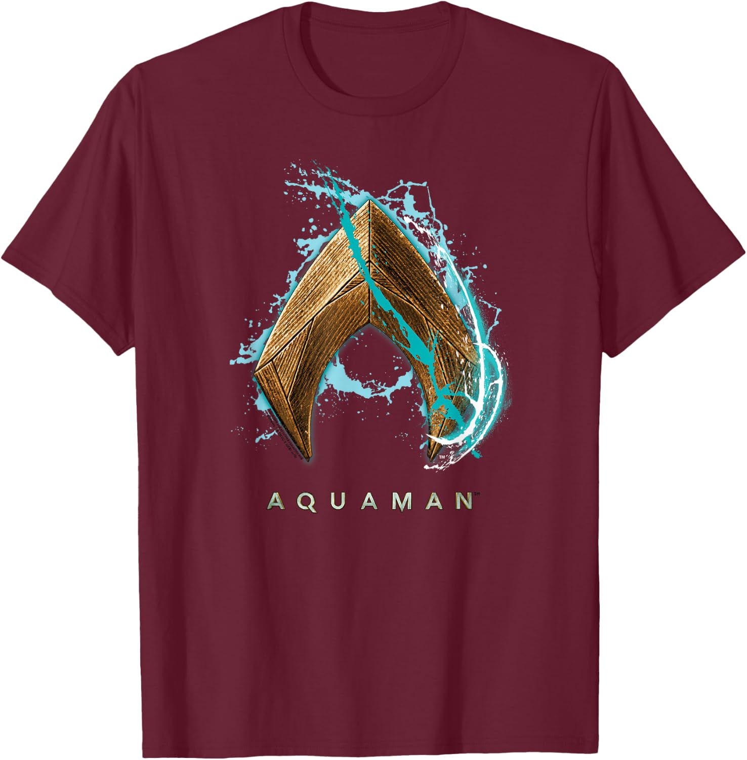 Aquaman Movie Water Shield T-Shirt - T-Shirt | Maroon