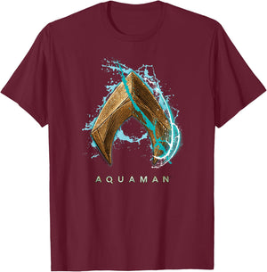 Aquaman Movie Water Shield T-Shirt - T-Shirt | Maroon