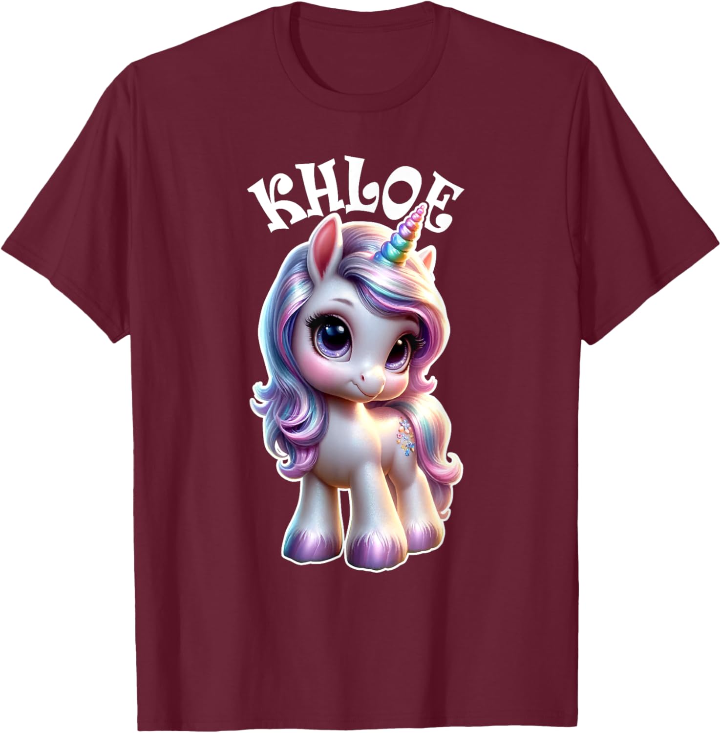 Khloe Cute Unicorn Design for Girls Name Khloe T-Shirt - T-Shirt | Maroon