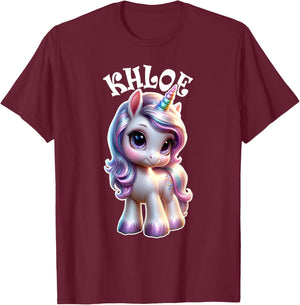 Khloe Cute Unicorn Design for Girls Name Khloe T-Shirt - T-Shirt | Maroon