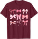 Pink Bow and Ribbon Cute Graphic for Girl Women T-Shirt - T-Shirt | Maroon