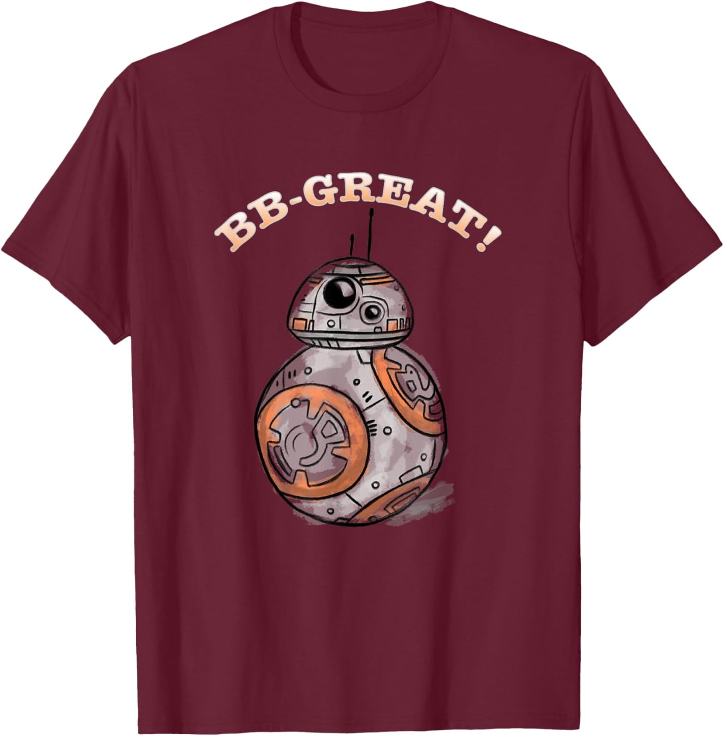 Star Wars: The Force Awakens BB-Great! Watercolor Portrait T-Shirt - T-Shirt | Maroon