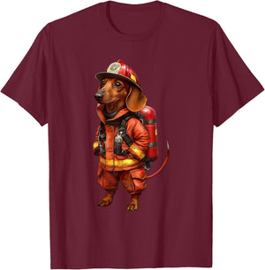 Dachshund Firefighter T-Shirt - T-Shirt | Maroon