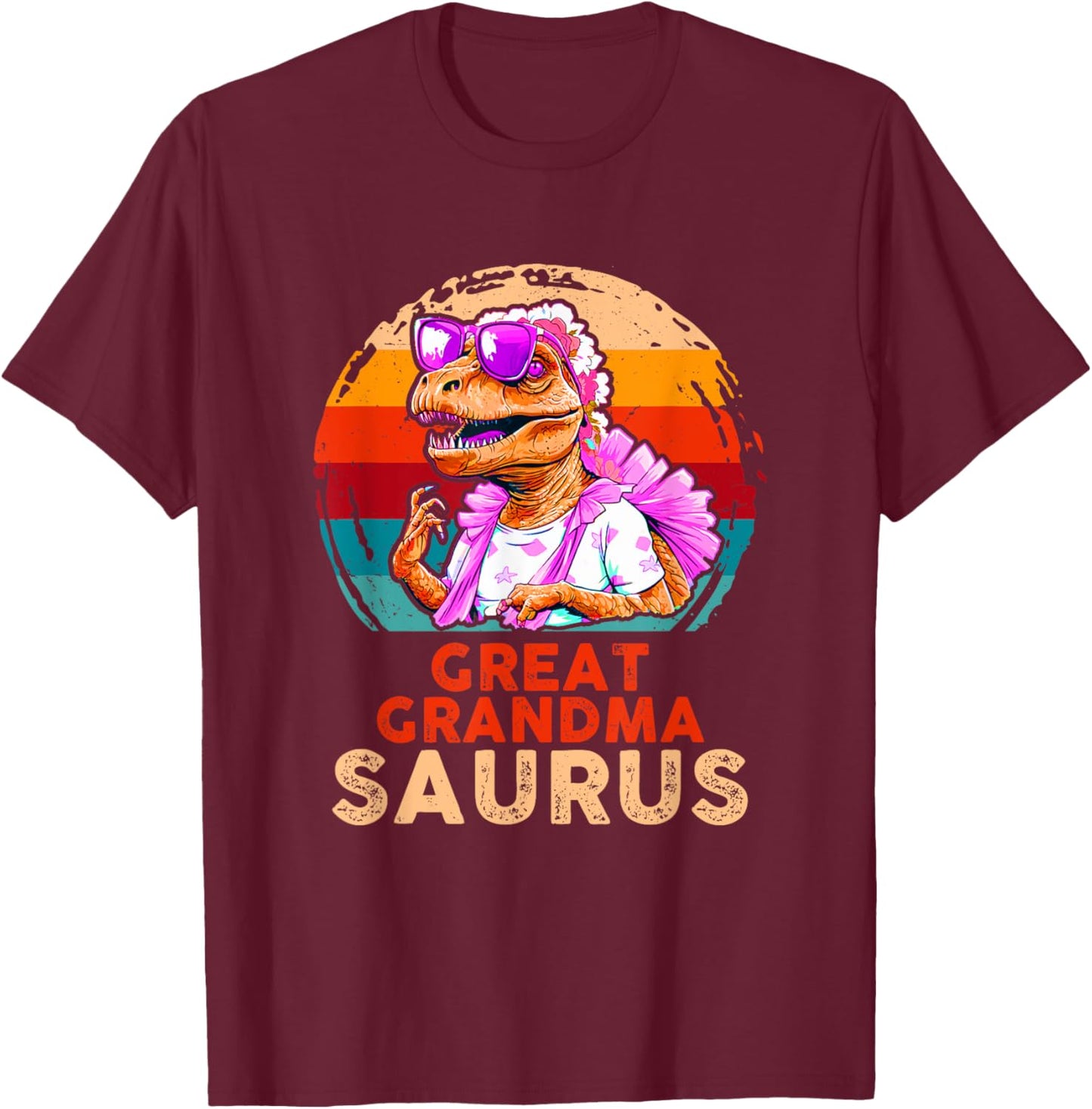 Funny Grandmasaurus Dinosaur Great Grandma Saurus Family T-Shirt - T-Shirt | Maroon