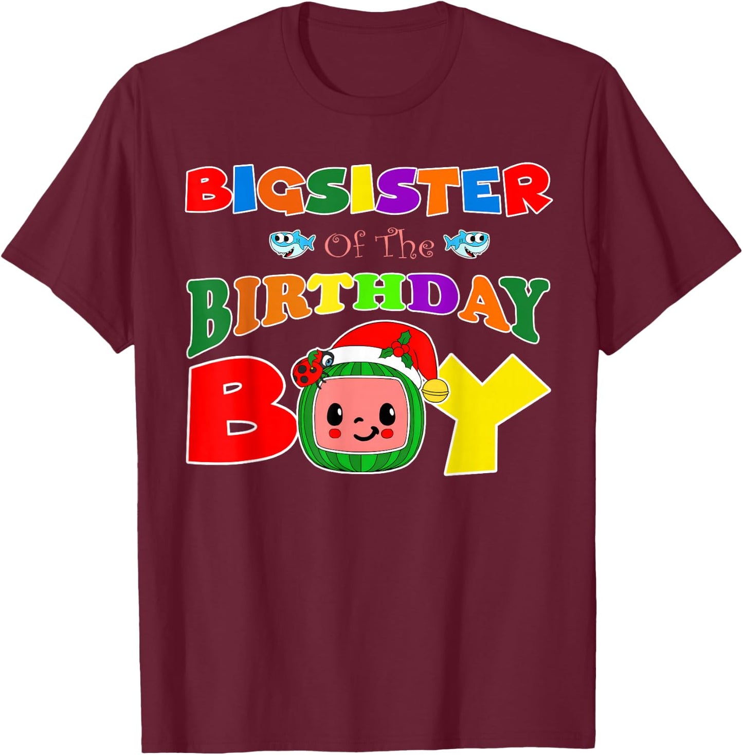 Big Sister Of The Birthday Boy Funny Melon Family Matching T-Shirt - T-Shirt | Maroon