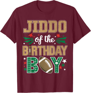 Jiddo of the Birthday Boy Football Family Bday Party Grandpa T-Shirt - T-Shirt | Maroon