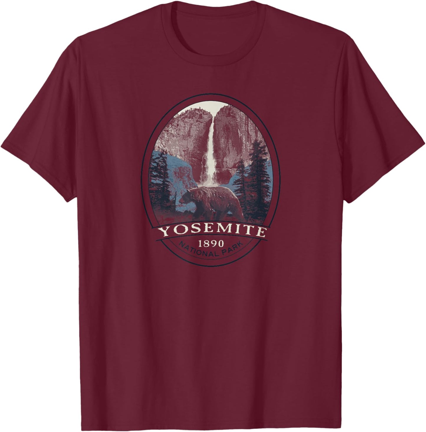 Yosemite National Park Vintage T-Shirt - T-Shirt | Maroon