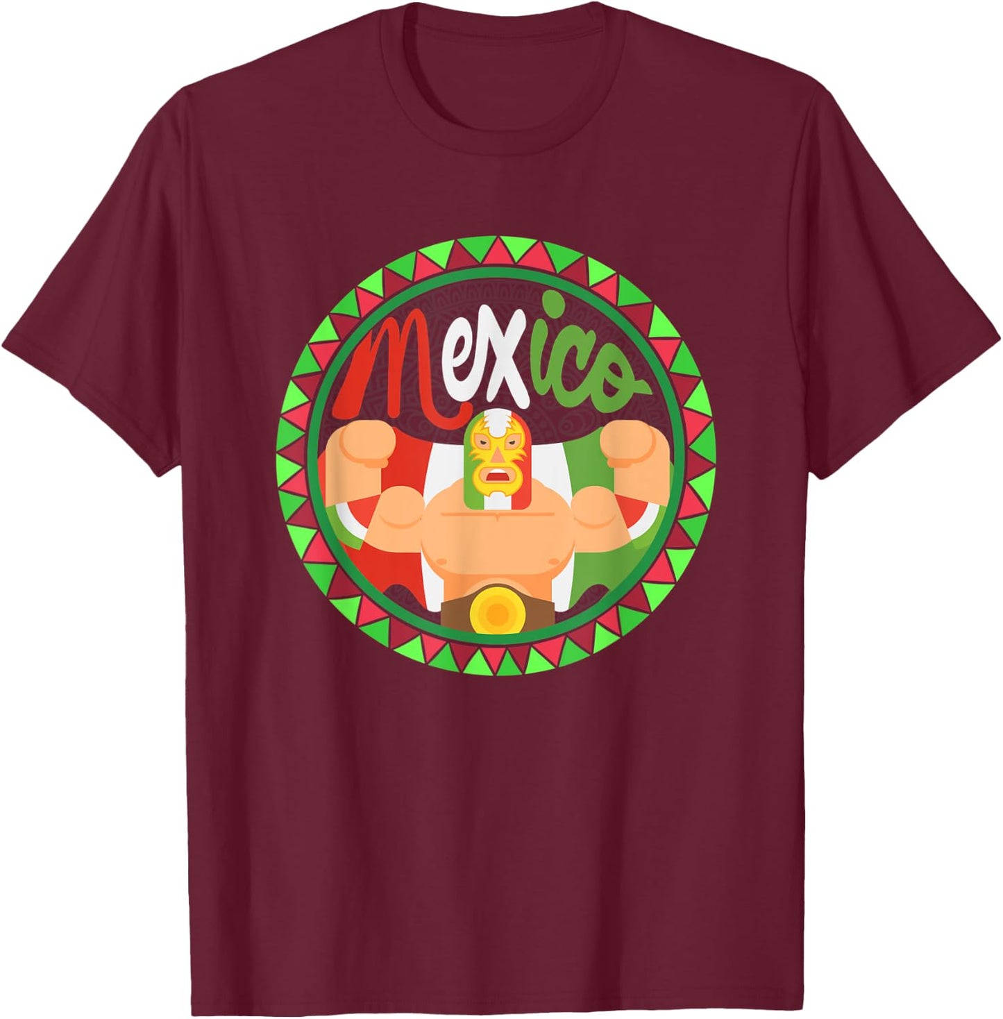 Mexican Wrestler Lucha Libre T Shirt for Mexican Wrestling T-Shirt - T-Shirt | Maroon