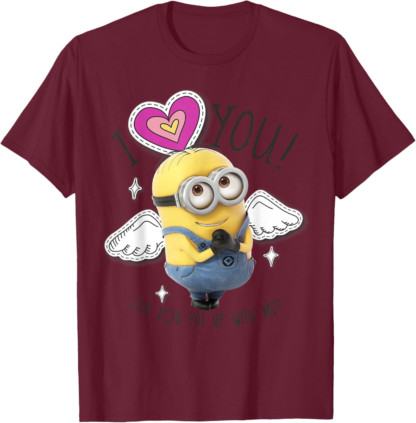 Despicable Me Minions I Love You Angel Wings T-Shirt - T-Shirt | Maroon