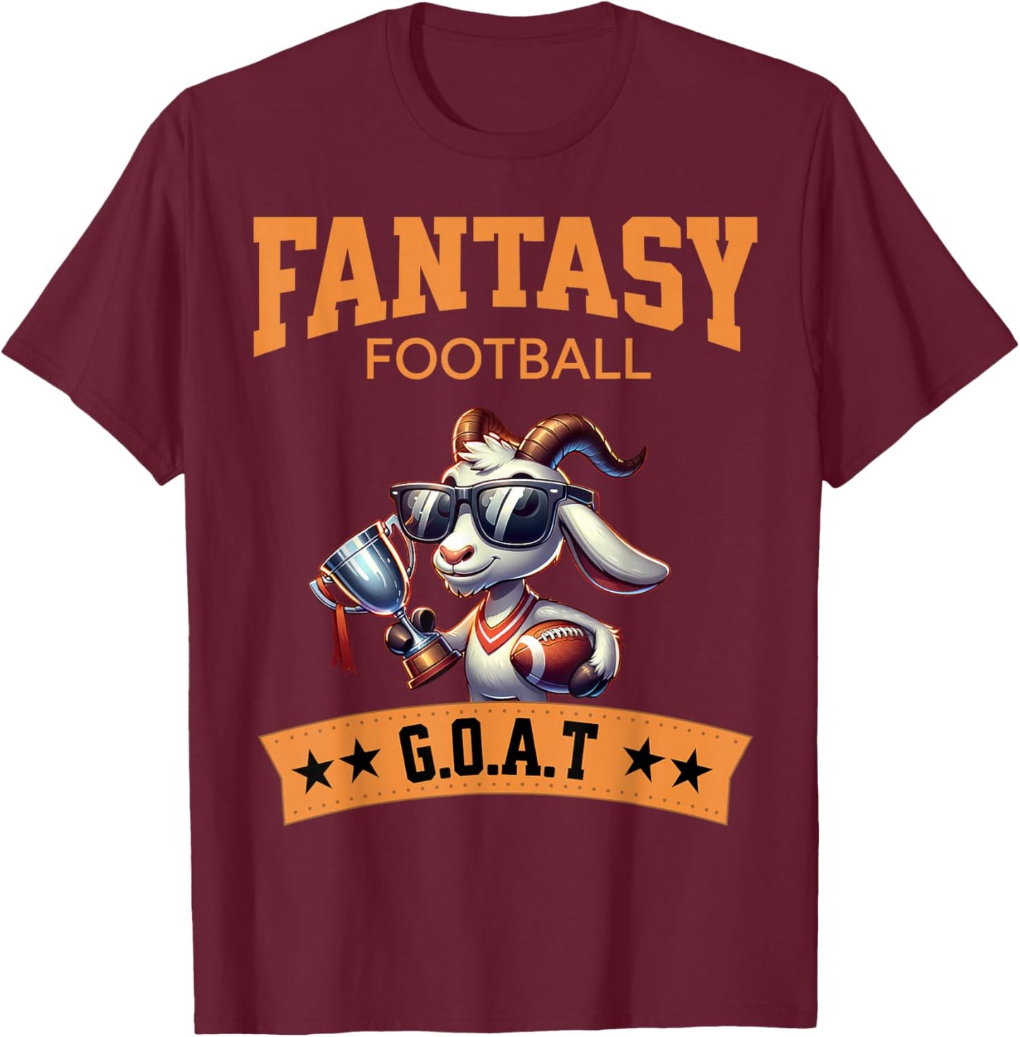 Funny Fantasy Football Champion Goat , Small T-Shirt - T-Shirt | Maroon