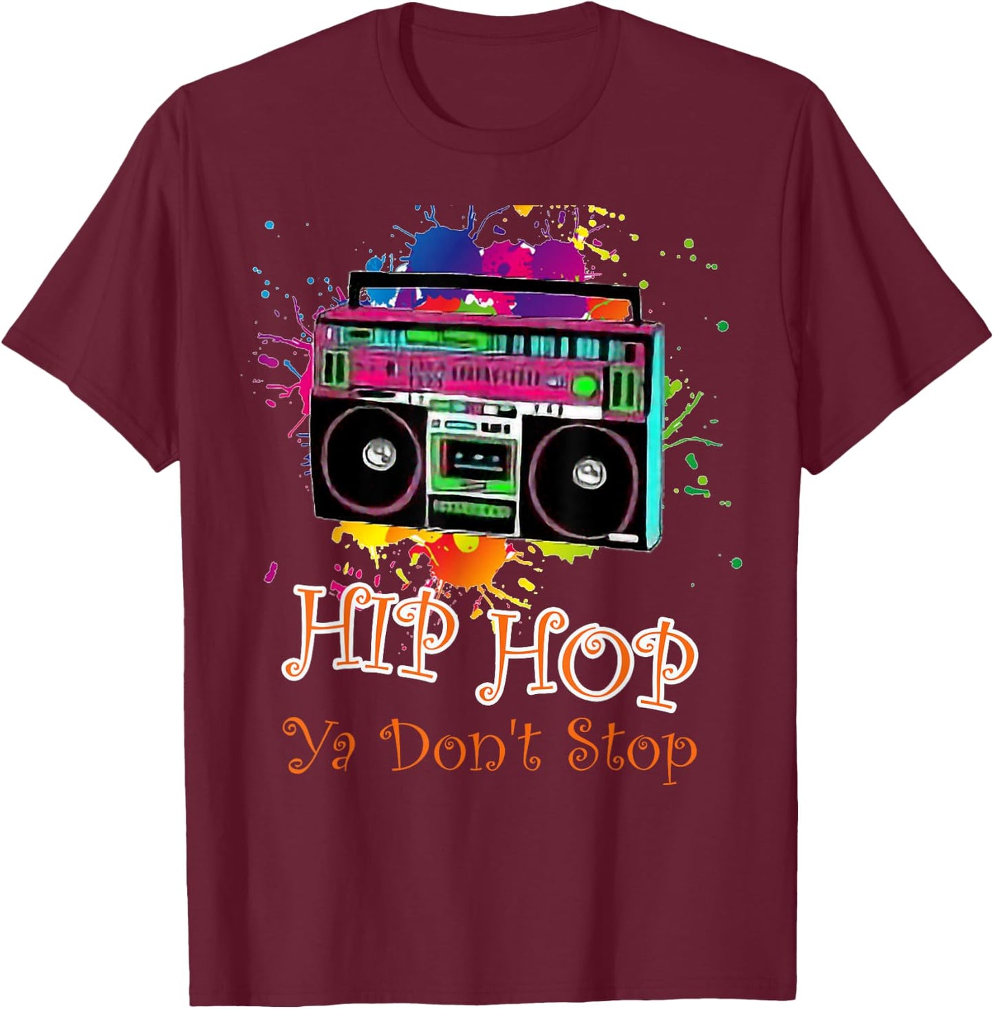 Hip Hop Boombox 80s Rap Jambox T-Shirt - T-Shirt | Maroon