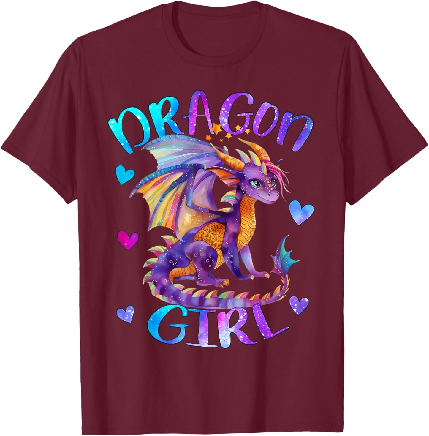 Dragon Girl Rainbow Dragon Just a girl Who Loves Dragons T-Shirt - T-Shirt | Maroon