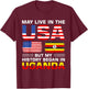 USA Flag America Uganda Flag Ugandan Roots Country T-Shirt - T-Shirt | Maroon