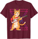 Cat Playing Guitar Musician Kitten Funny Bass Guitar Player T-Shirt - T-Shirt | Maroon