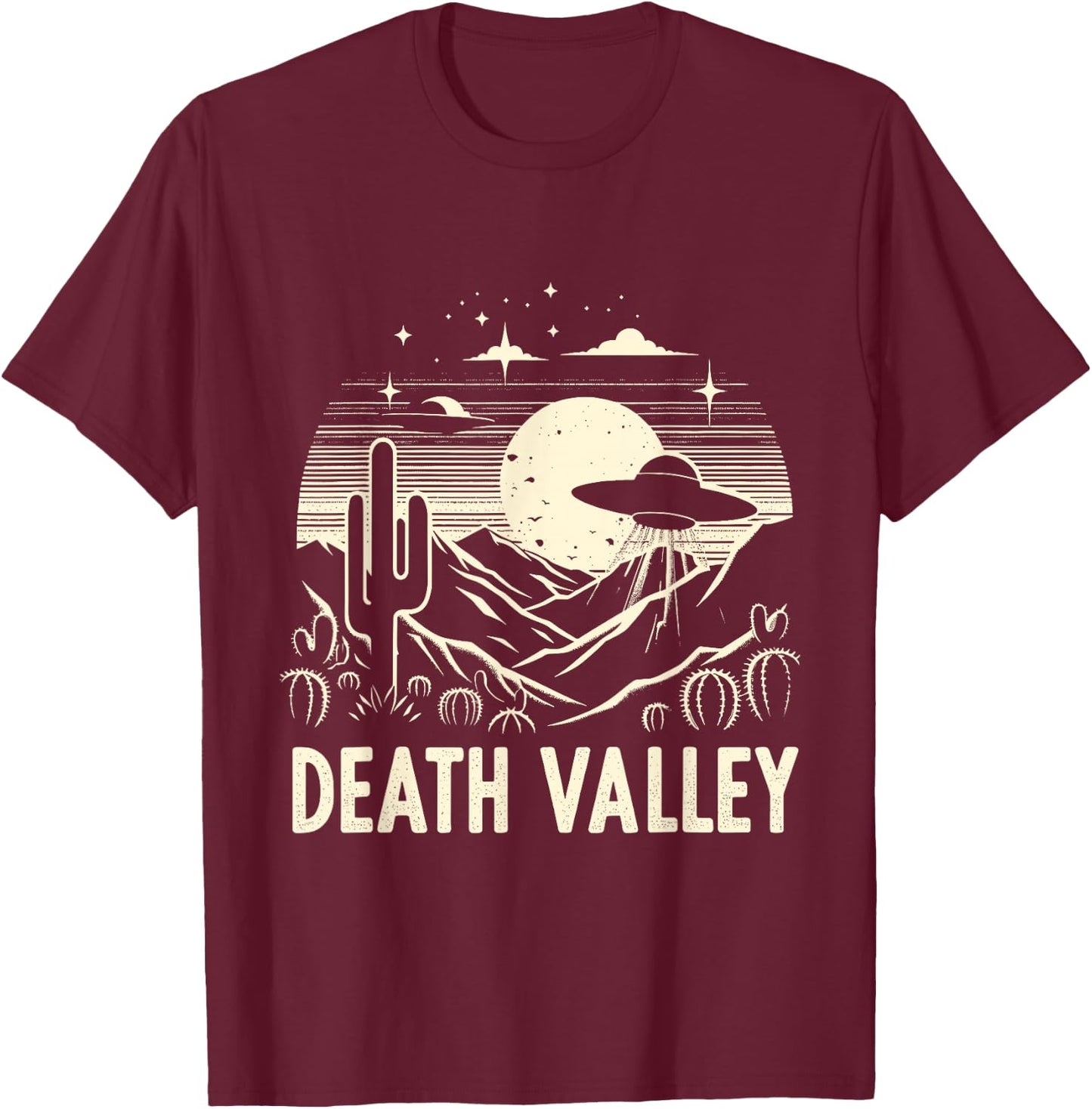 Death Valley National Park Souvenir Desert UFO Cactus T-Shirt - T-Shirt | Maroon