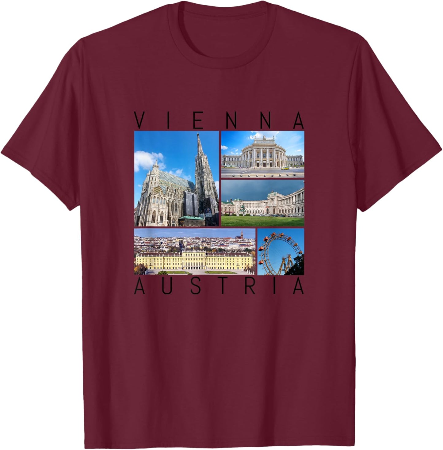 Wien Österreich berühmte Sehenswürdigkeiten Galerie Souvenir T-Shirt - T-Shirt | Maroon