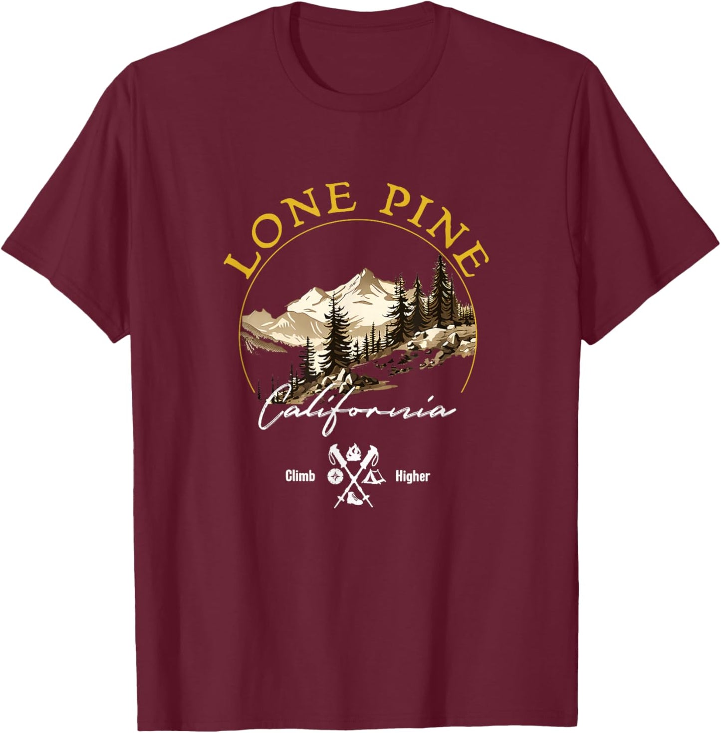 Lone Pine Retro Vintage Apparel - Lone Pine Souvenir T-Shirt - T-Shirt | Maroon