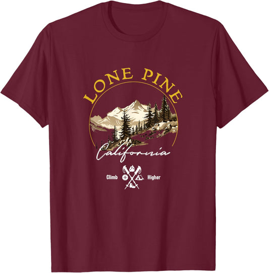 Lone Pine Retro Vintage Apparel - Lone Pine Souvenir T-Shirt - T-Shirt | Maroon