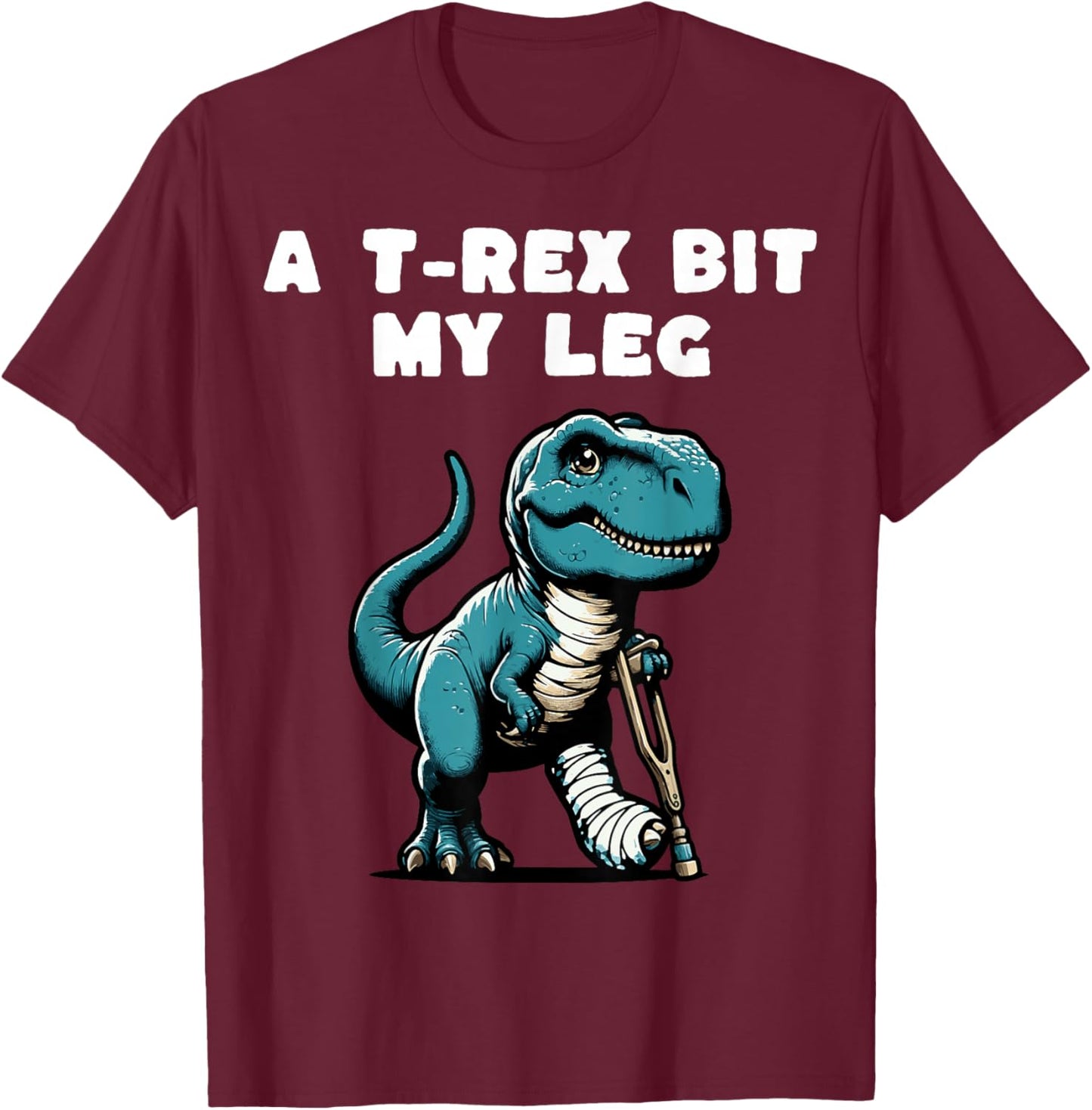 Broken Leg Recovery Kids Boys Dinosaur T-Shirt - T-Shirt | Maroon