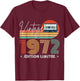 Vintage 1972 Limited Edition Gift Birth Year 1972 , Black, S T-Shirt - T-Shirt | Maroon