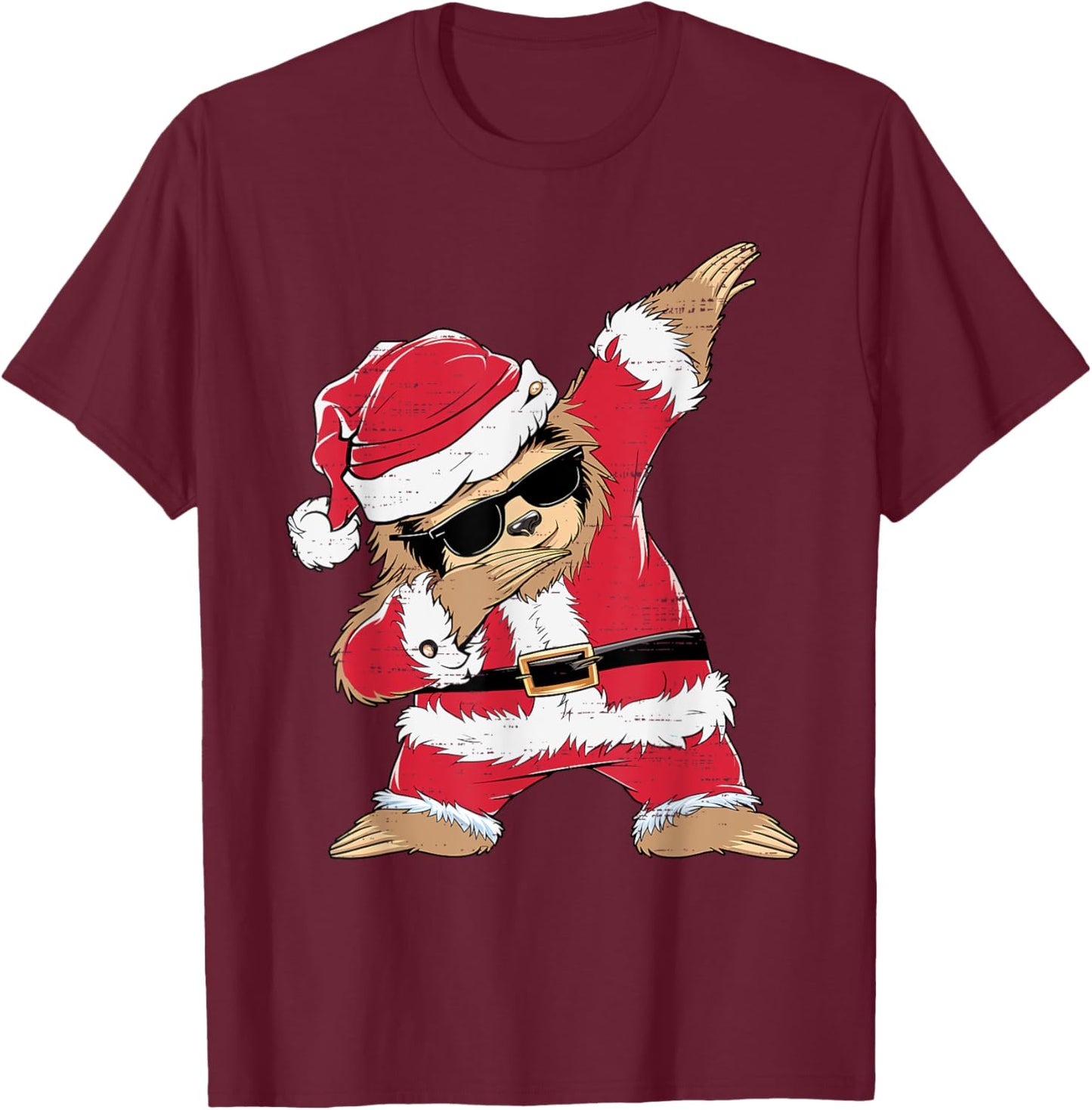 Dabbing Santa Sloth Merry Slothmas Christmas Kids Pajama T-Shirt - T-Shirt | Maroon