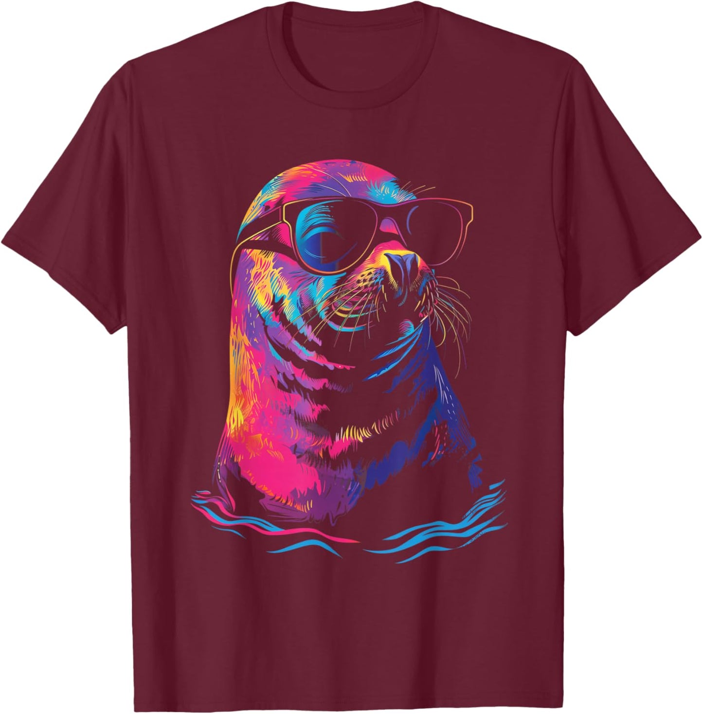 Seal Sunglasses Sea Lion Ocean Animal T-Shirt - T-Shirt | Maroon