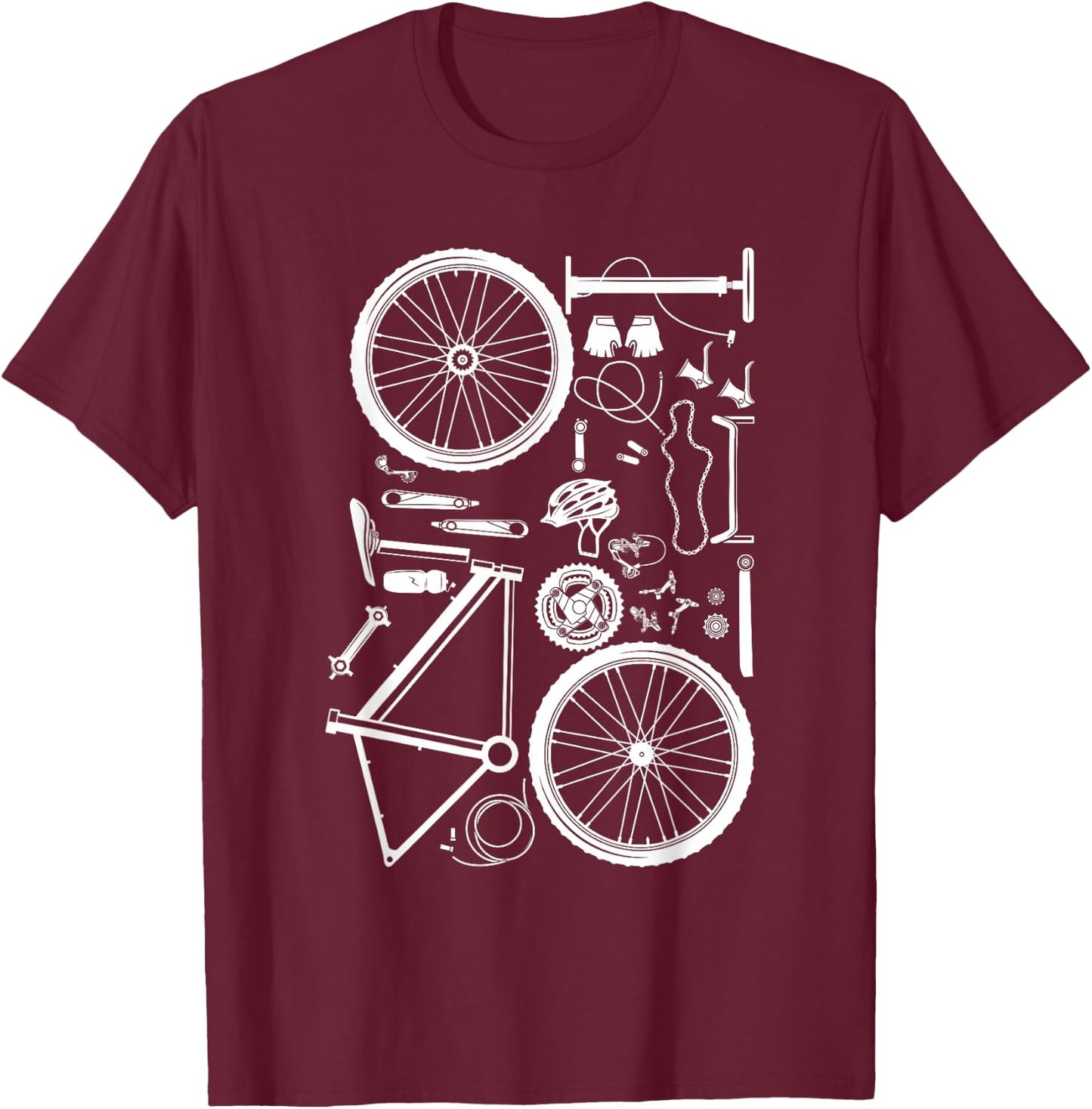 Bike Parts - Downhill Rider Mountainbike MTB Cycling Small T-Shirt - T-Shirt | Maroon