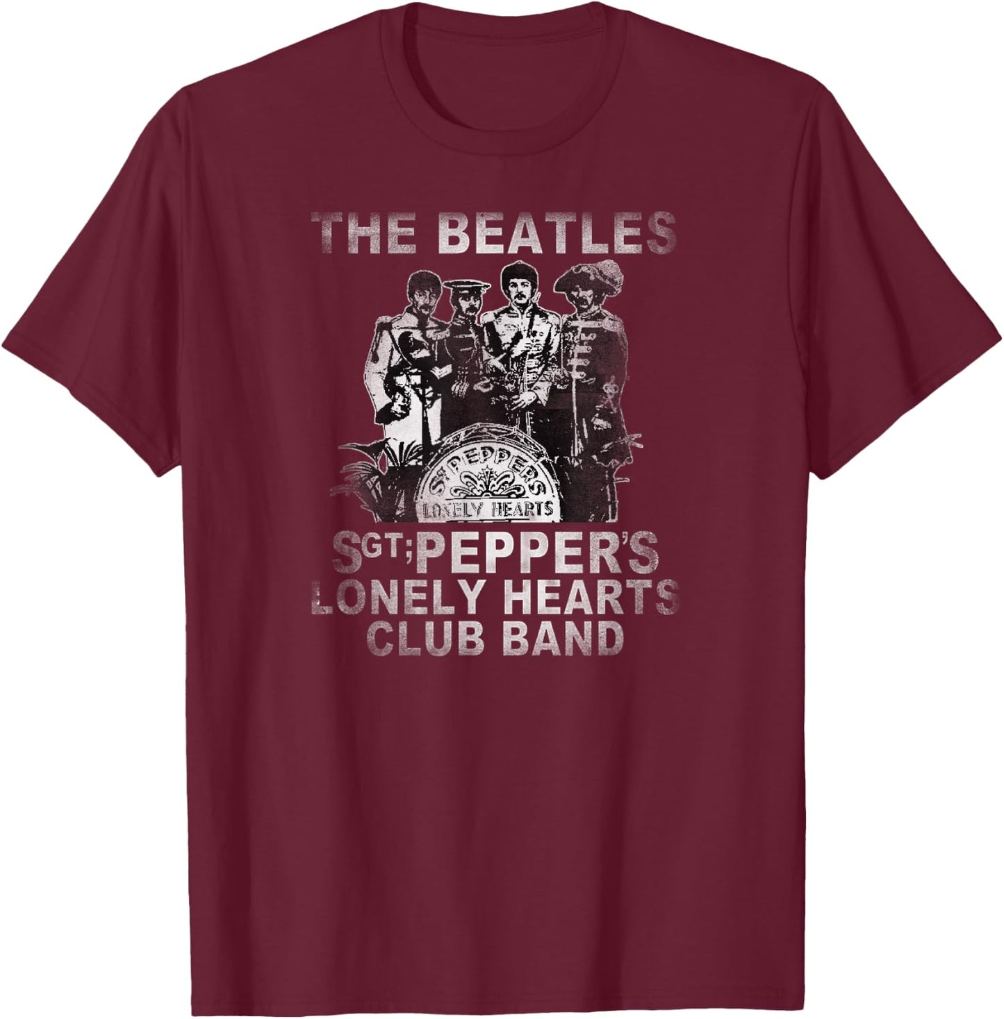 The Beatles - Lonely Hearts Club T-Shirt - T-Shirt | Maroon