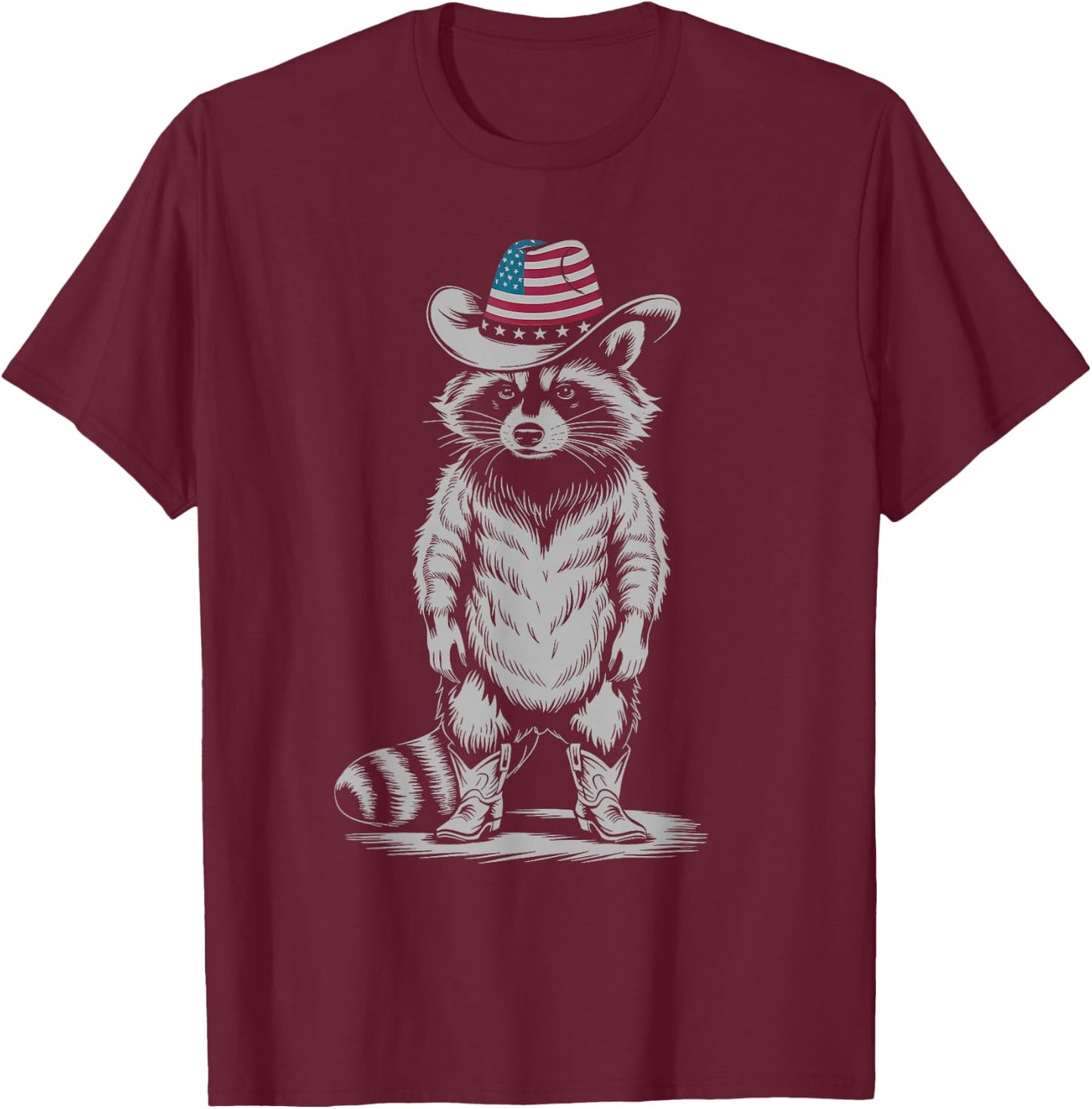 Vintage Racoon Trash Panda Cowboy Western Country Cowgirl T-Shirt - T-Shirt | Maroon