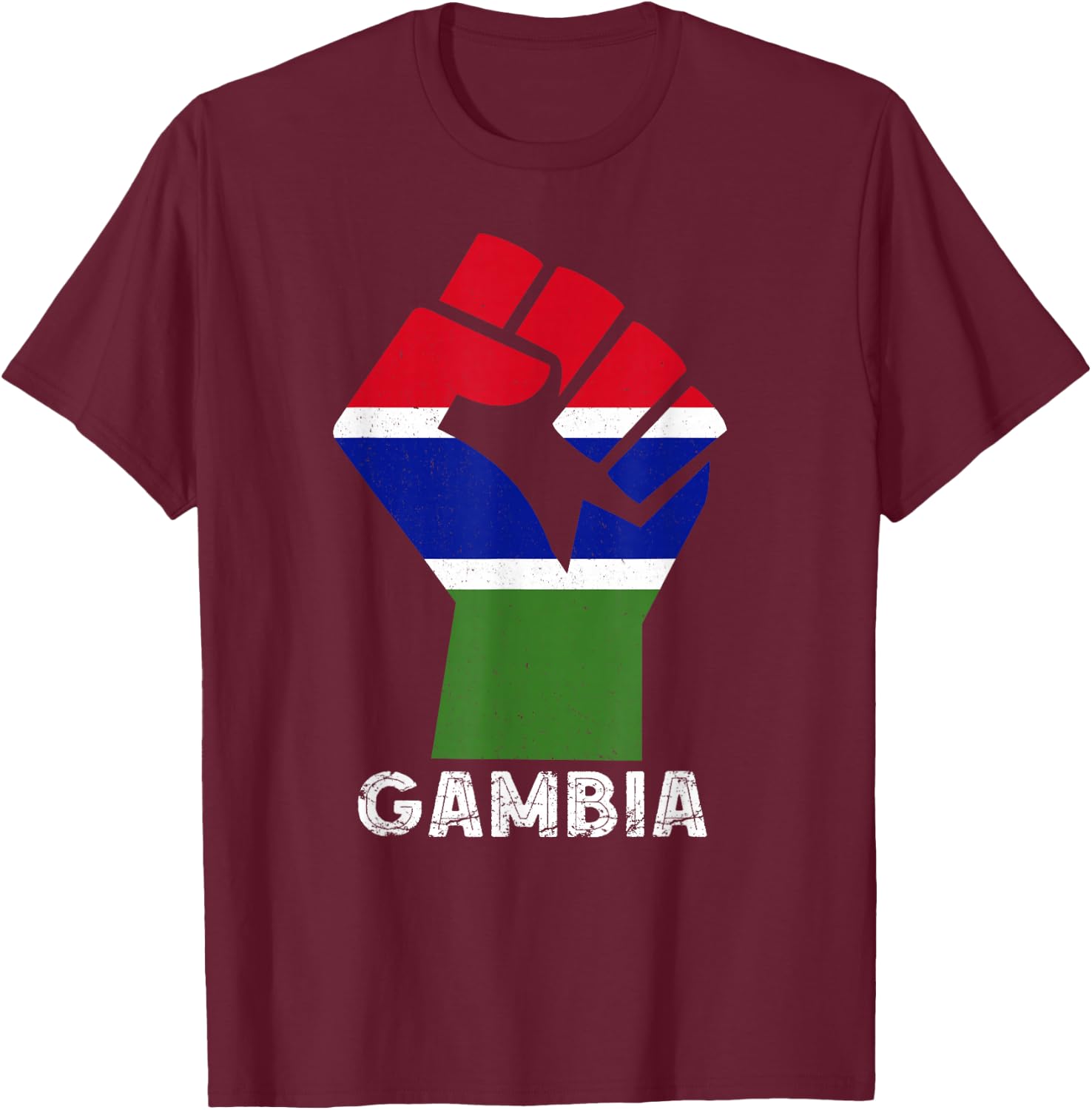 Gambian Pride Handfist Patriotic Gambian Flag Gambia T-Shirt - T-Shirt | Maroon