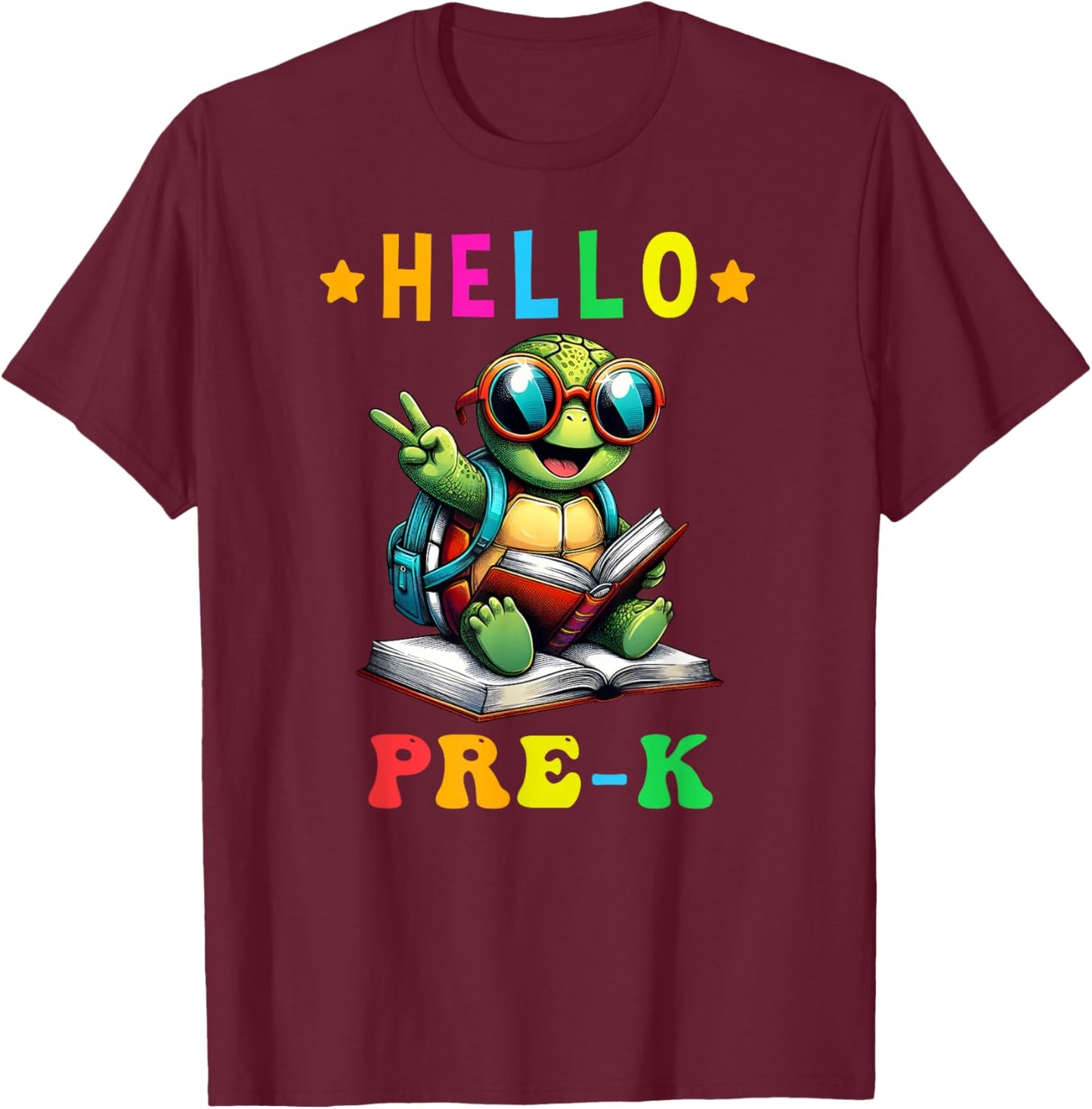 Hello Pre K Turtle Lovers Back to School Kids Boys Girls T-Shirt - T-Shirt | Maroon