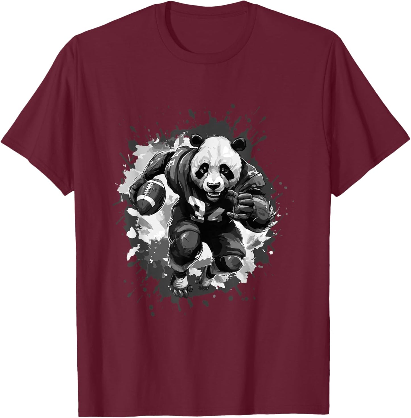 Panda Playing American Football Sport T-Shirt - T-Shirt | Maroon