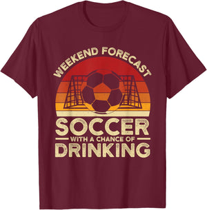 Funny Soccer Retro Goalkeeper Weekend Forecast Soccer T-Shirt - T-Shirt | Maroon