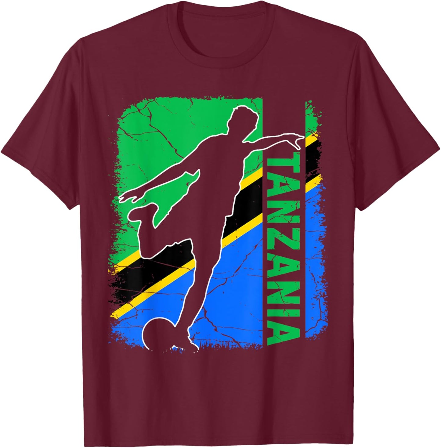 Tanzania Soccer Team Tanzania Flag Jersey Football T-Shirt - T-Shirt | Maroon