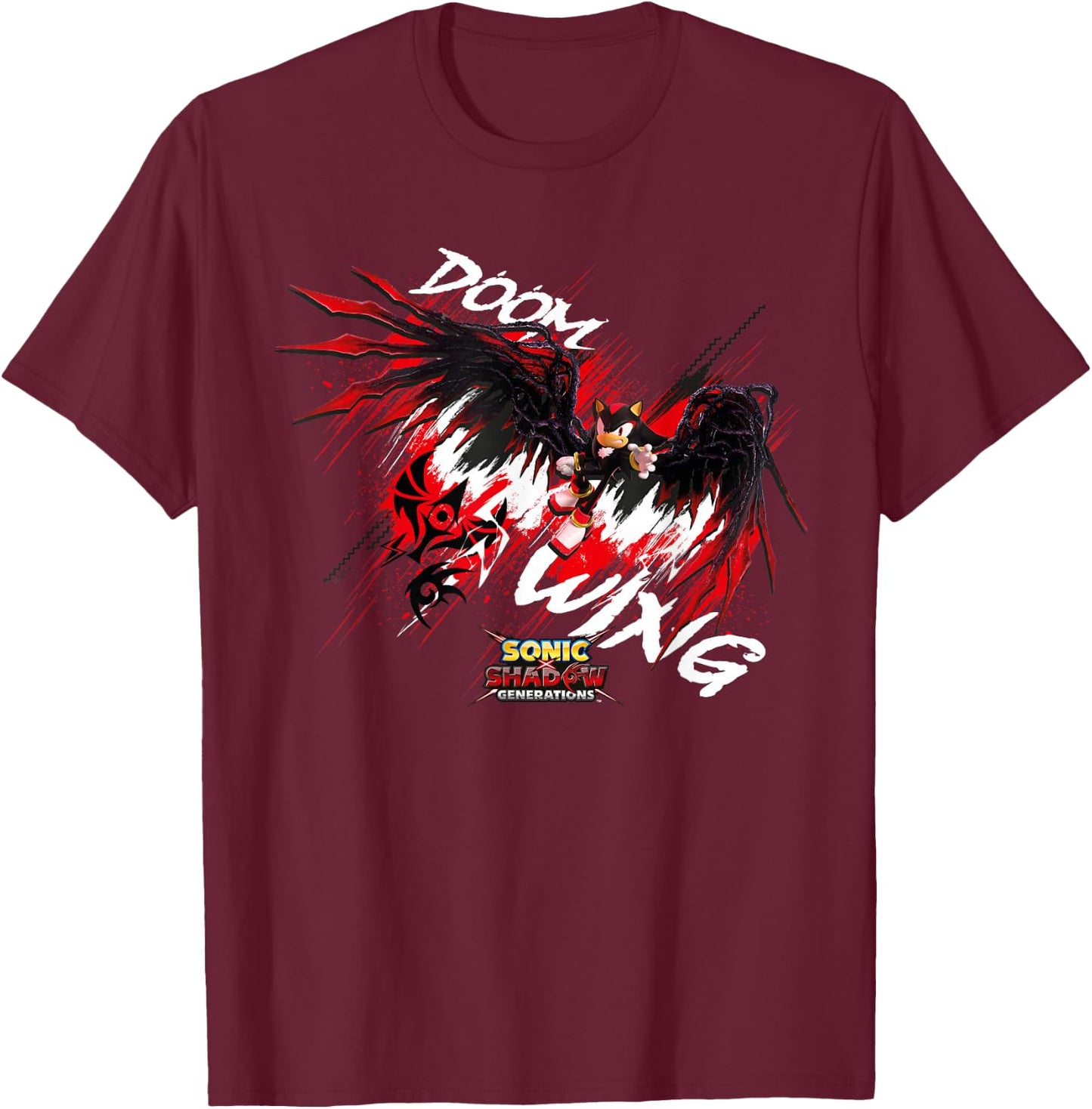 Sonic The Hedgehog, Sonic X Shadow Generations - Doom Wing T-Shirt - T-Shirt | Maroon