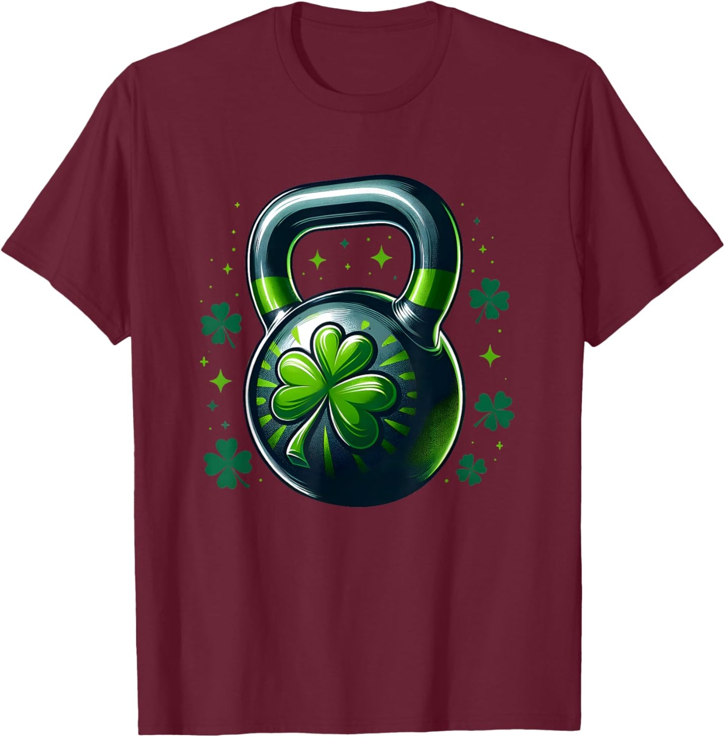 Kettlebell Shamrock St Patricks Day Gym Workout Fitness T-Shirt - T-Shirt | Maroon