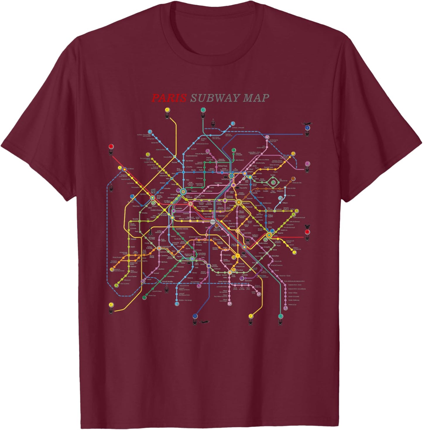 Paris Subway Map | Metro, Underground T-Shirt - T-Shirt | Maroon
