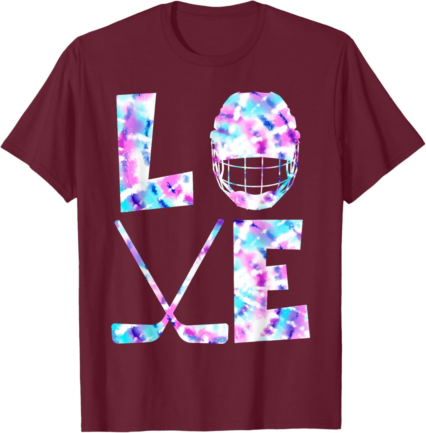 Ice Hockey Lover Gift Co. Love Ice Hockey Girls Ice Hockey Graphic - Black - Small - - Short Sleeve - Classic Fit - All Seasons T-Shirt - T-Shirt | Maroon