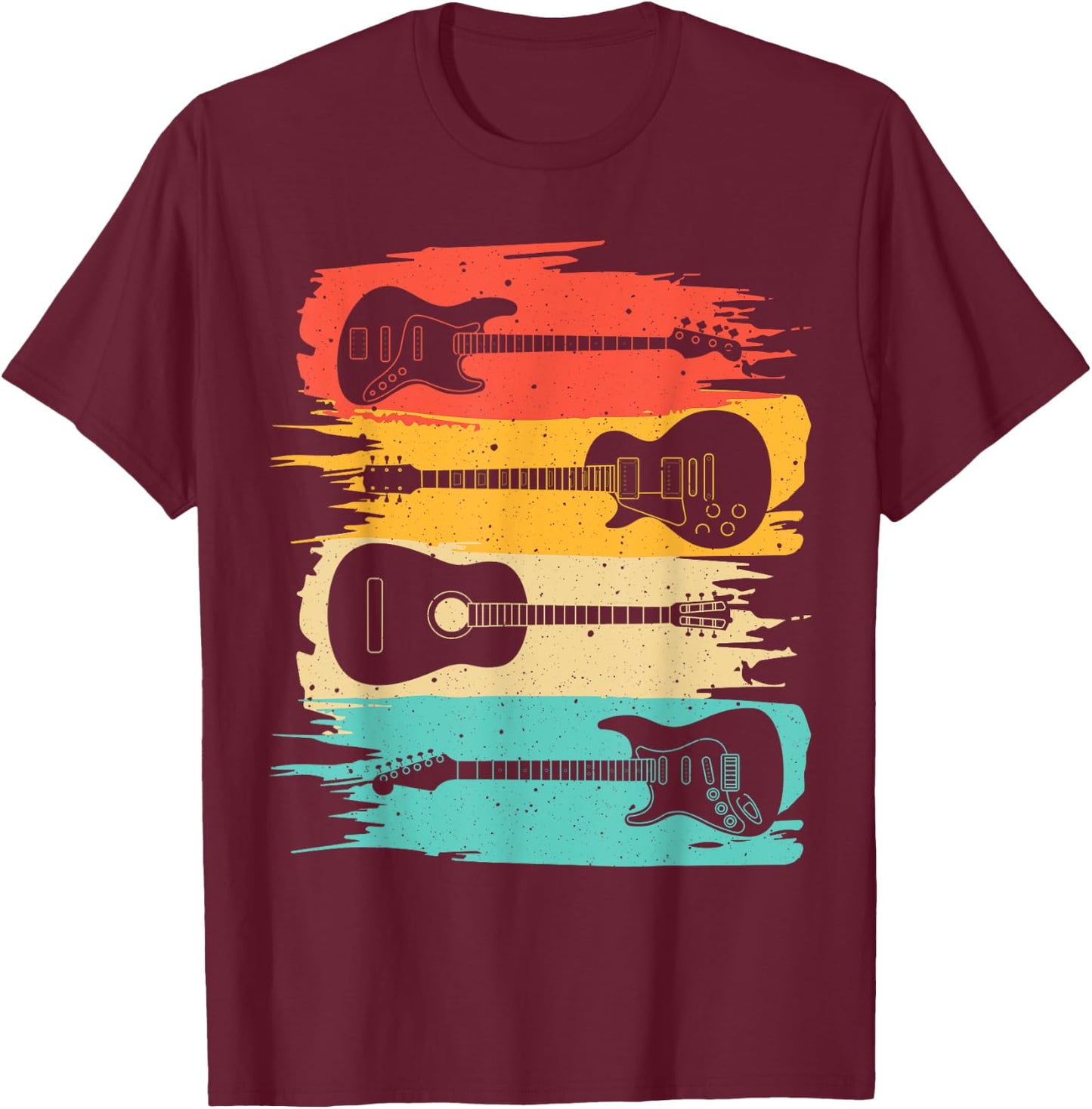 Vintage Guitar Gift Women Music Band Guitarist Stuff T-Shirt - T-Shirt | Maroon