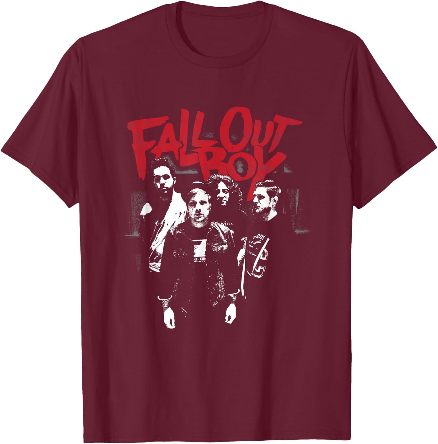 Fall Out Boy - Punk Scratch Photo T-Shirt - T-Shirt | Maroon