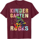 Vintage KINDERGARTEN ROCKS Teaching Rockin' Kinder Teacher Women Kids T-Shirt - T-Shirt | Maroon
