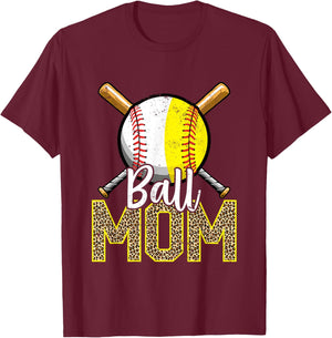 Ball Mom Baseball Softball Mama Women Mother's Day 2023 T-Shirt - T-Shirt | Maroon