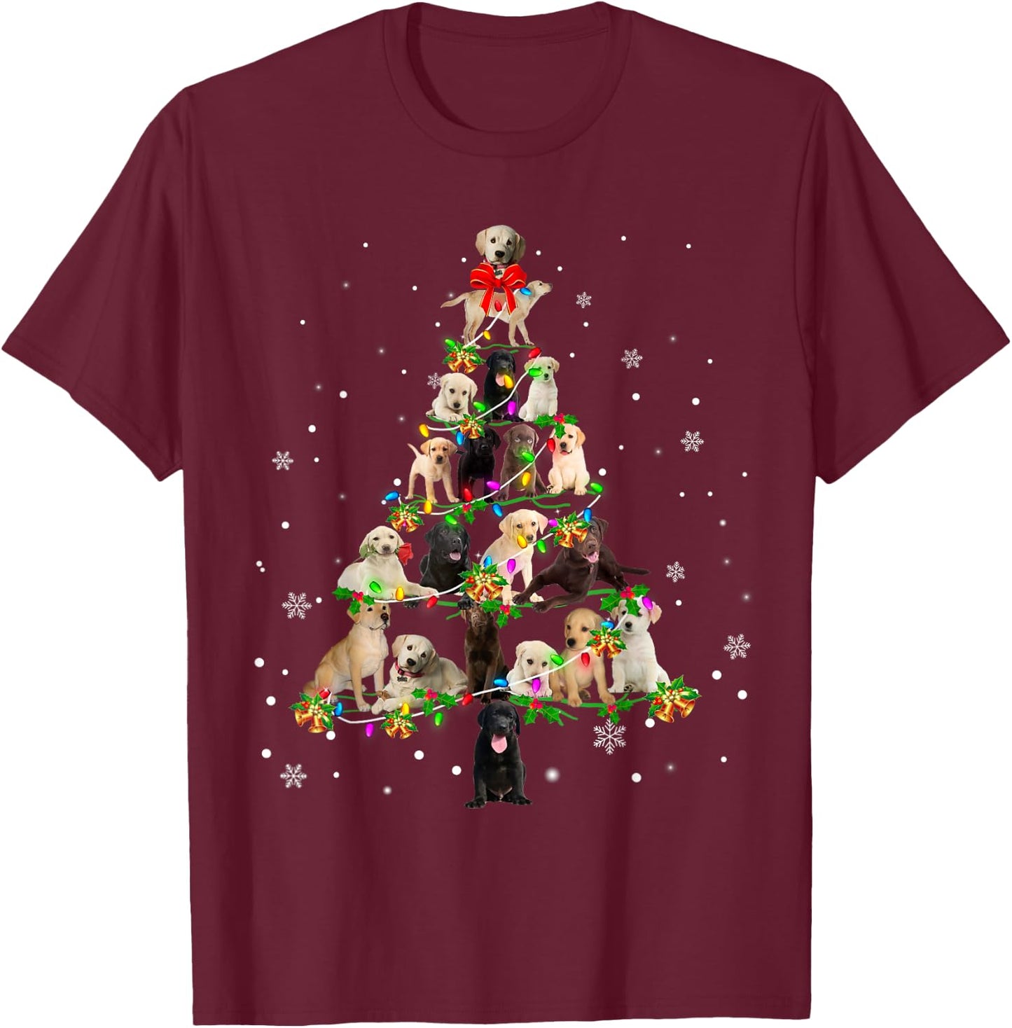 Labrador Retriever Christmas Tree X-Mas Gift T-Shirt - T-Shirt | Maroon