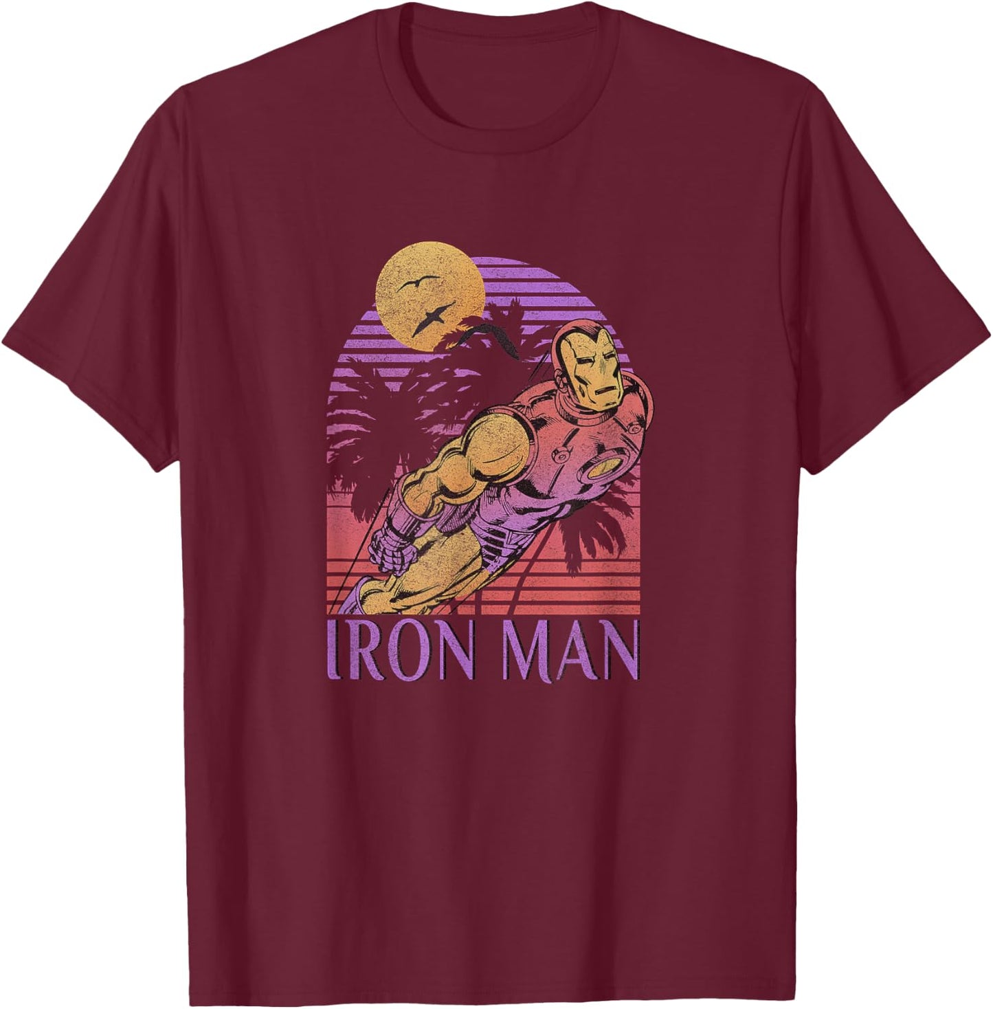 Marvel Iron Man Retro Distressed Portrait T-Shirt - T-Shirt | Maroon
