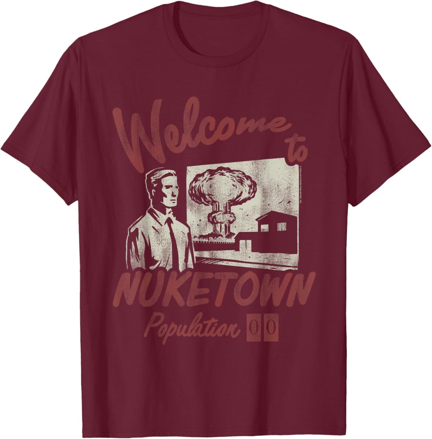 Call of Duty Welcome to Nuketown Population 00 Video Game T-Shirt - T-Shirt | Maroon