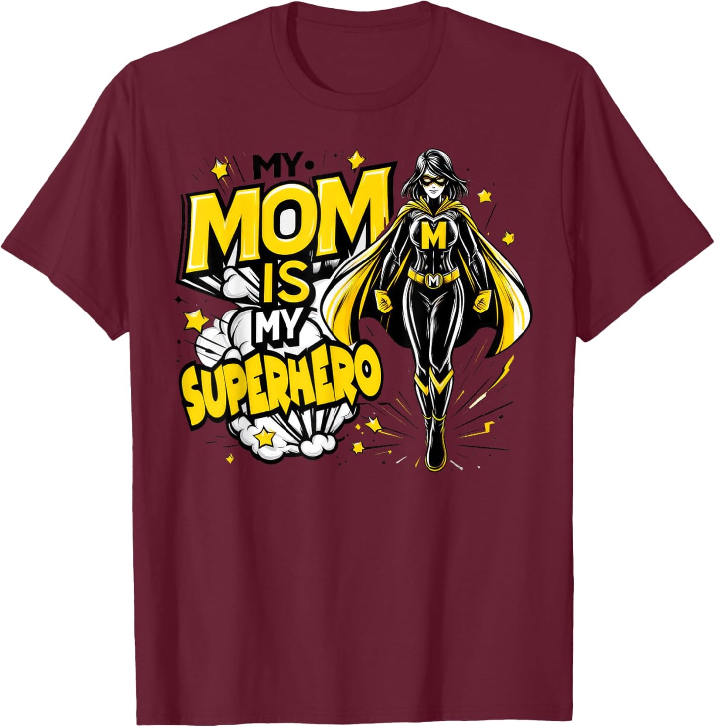 My Mom Is My Superhero Kids Cool Mother's Day Comic Lover T-Shirt - T-Shirt | Maroon