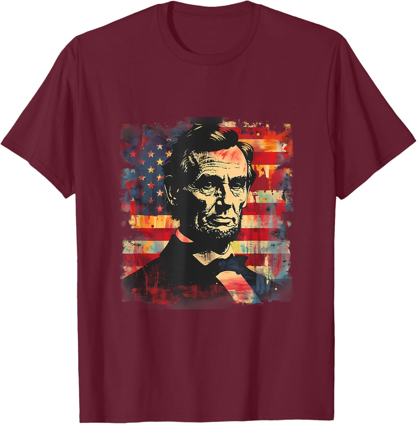 Fourth Of July Abraham Lincoln American Flag Patriotic Kids Men T-Shirt - T-Shirt | Maroon